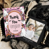 Roze Meisje Halloween Feest Verjaardagsfeestje Fot Bedankkaart