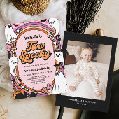 Roze Meisje Halloween Foto 2e Verjaardagsfeest Kaart