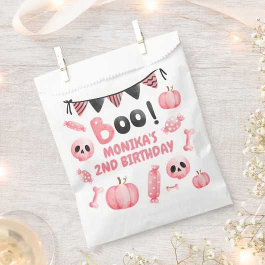 Roze Meisje Halloween Party Tweede Verjaardag Bedankzakje (Geknipt)