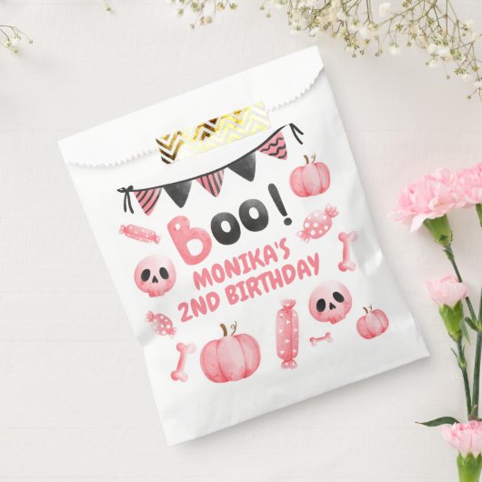 Roze Meisje Halloween Party Tweede Verjaardag Bedankzakje (Gezegeld)
