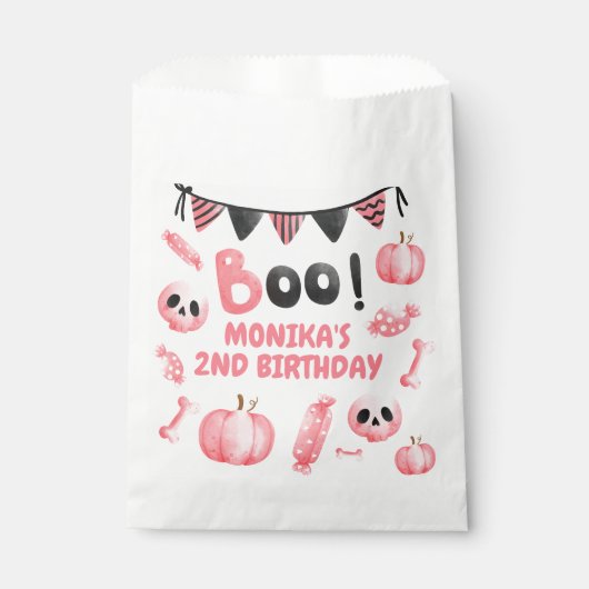 Roze Meisje Halloween Party Tweede Verjaardag Bedankzakje (Voorkant)