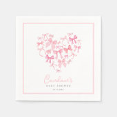 Roze Meisje Hart Bow Custom Baby shower Servet (Voorkant)