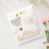 Roze Meisje Hete Luchtballon Moon Star Baby shower Bedankzakje (Gezegeld)