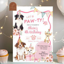 Roze Meisje Hond laten we Verjaardag Feest vieren