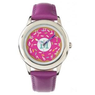 Roze meisje horloge met schattige roze bestrooide 