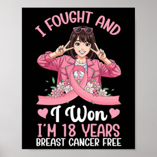 Roze Meisje Ik vocht en ik won Ik ben 18 jaar Bors Poster