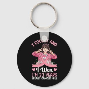 Roze Meisje Ik vocht en ik won Ik ben 22 jaar Bors Sleutelhanger
