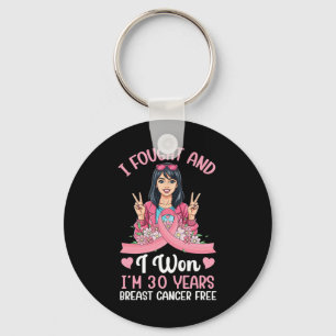 Roze Meisje Ik vocht en ik won Ik ben 30 jaar Bors Sleutelhanger