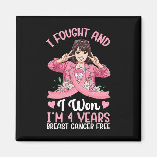 Roze Meisje Ik vocht en ik won Ik ben 4 jaar Borst Magneet