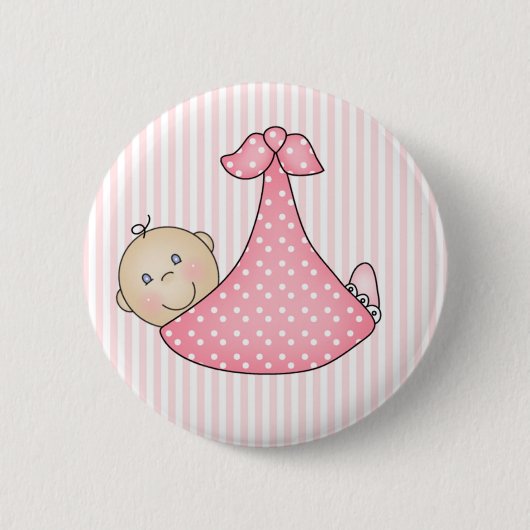Roze meisje in geblanket ronde button 5,7 cm (Voorkant)