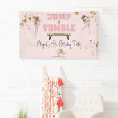 Roze Meisje Jump & Tumble Gymnastiek Verjaardagsfe Spandoek (Insitu)