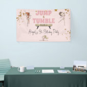Roze Meisje Jump & Tumble Gymnastiek Verjaardagsfe Spandoek (Beurs)
