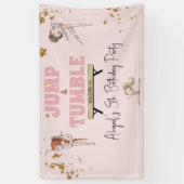 Roze Meisje Jump & Tumble Gymnastiek Verjaardagsfe Spandoek (Verticaal)