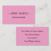 Roze Meisje Kalligrafie Event Planner Eenvoudig Tr Visitekaartje (Voorkant / Achterkant)