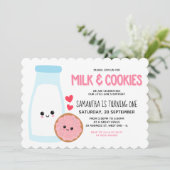 Roze meisje Kawaii Melk en koekjes van zaterdag Kaart (Staand voorkant)