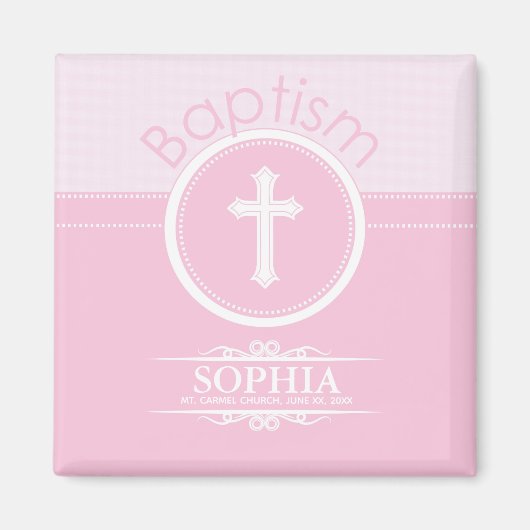 , Roze meisje Kind van God Baptisme Magneet (Voorkant)