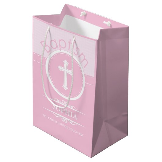 , Roze meisje Kind van God Baptisme Medium Cadeauzakje (Voorkant Gekanteld)