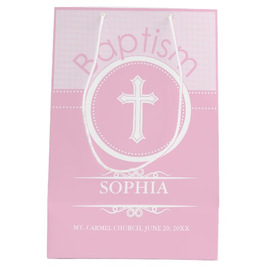 , Roze meisje Kind van God Baptisme Medium Cadeauzakje (Achterkant)