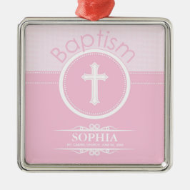 , Roze meisje Kind van God Baptisme Metalen Ornament