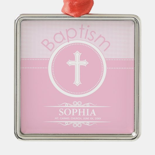 , Roze meisje Kind van God Baptisme Metalen Ornament (Voorkant)