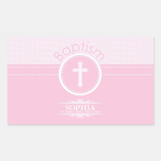 , Roze meisje Kind van God Baptisme Rechthoekige Sticker (Voorkant)