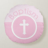 , Roze meisje Kind van God Baptisme Rond Kussen (Voorkant)