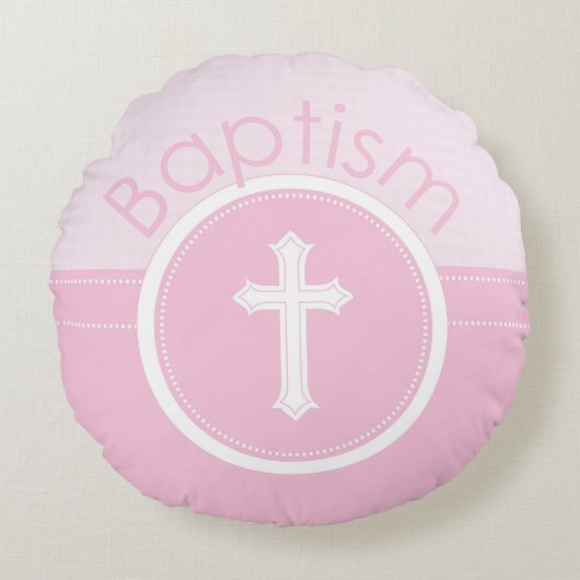 , Roze meisje Kind van God Baptisme Rond Kussen (Voorkant)