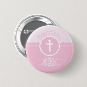 , Roze meisje Kind van God Baptisme Ronde Button 5,7 Cm