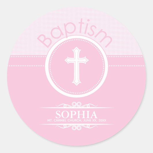 , Roze meisje Kind van God Baptisme Ronde Sticker (Voorkant)