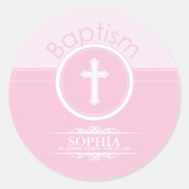 , Roze meisje Kind van God Baptisme Ronde Sticker