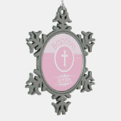 , Roze meisje Kind van God Baptisme Tin Sneeuwvlok Ornament (Links)