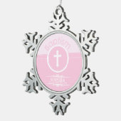 , Roze meisje Kind van God Baptisme Tin Sneeuwvlok Ornament (Rechts)