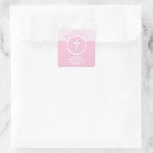 , Roze meisje Kind van God Baptisme Vierkante Sticker (Tas)
