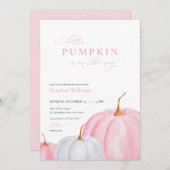 Roze Meisje Kleine Pompoen Baby shower Invitation Kaart (Voorkant / Achterkant)