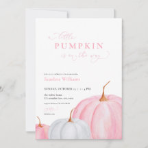Roze Meisje Kleine Pompoen Baby shower Invitation