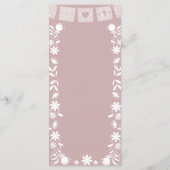 Roze meisje knielend Primera Comunion Menu (Achterkant)