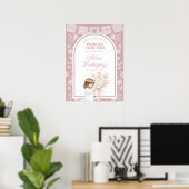 Roze meisje knielend Primera Comunion Poster (Thuiskantoor)