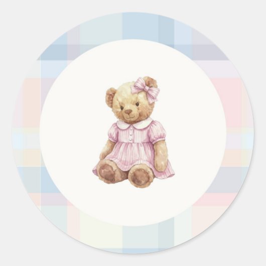 Roze meisje knuffelbeer sticker (Voorkant)