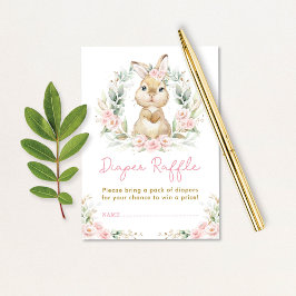 Roze Meisje Konijnenluier Raffle Baby shower Informatiekaartje