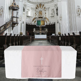 Roze Meisje Kruis Doop Doop Tafel Runner Wandkleed