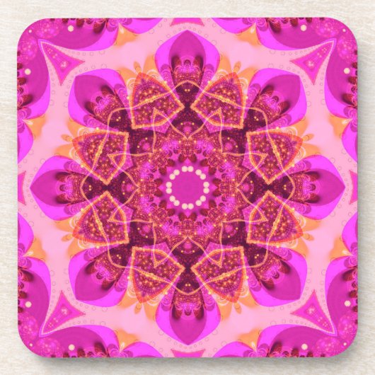 Roze, meisje, lichte Mandala kunst: reeks van zes Onderzetter (Voorkant)