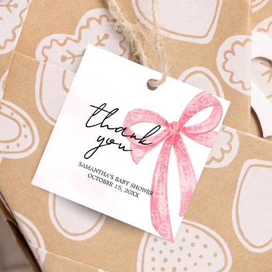 Roze Meisje Little Boo Halloween Baby shower Squar Bedankjes Labels