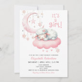 Roze Meisje Little Lamb Baby shower Kaart (Voorkant)