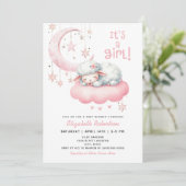 Roze Meisje Little Lamb Baby shower Kaart (Staand voorkant)