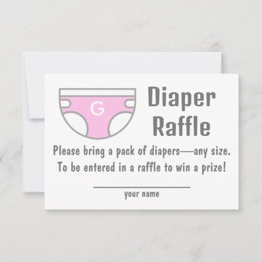 Roze Meisje Luier Raffle Baby shower Behuizing Kaa Kaart (Voorkant)