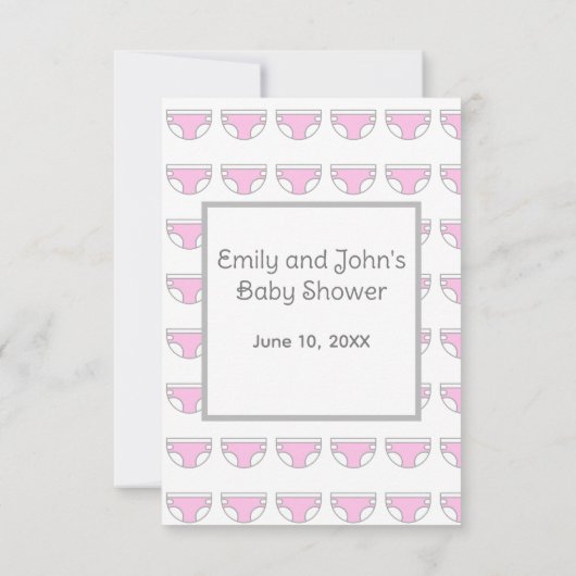 Roze Meisje Luier Raffle Baby shower Behuizing Kaa Kaart (Achterkant)