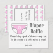 Roze Meisje Luier Raffle Baby shower Behuizing Kaa Kaart (Voorkant / Achterkant)