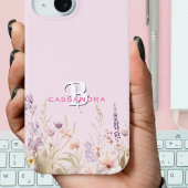 Roze Meisje Meisje Wildflower Naam Monogram Case-Mate iPhone Case
