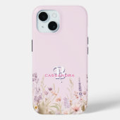 Roze Meisje Meisje Wildflower Naam Monogram Case-Mate iPhone Case (Achterkant)