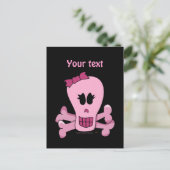 Roze meisje met Bow Halloween of Pirate Briefkaart (Staand voorkant)